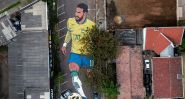 Brésil: une fresque géante de Neymar à quelques heures du Mondial