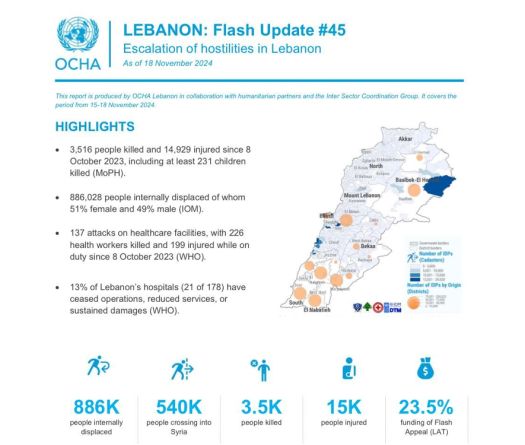 Des chiffres alarmants au Liban selon un rapport d'OCHA