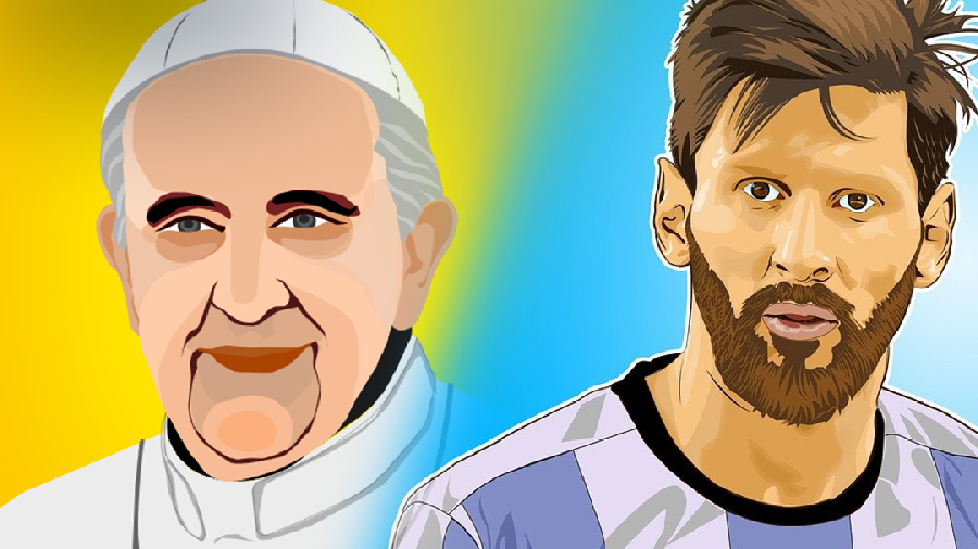 Messi reçoit un maillot dédicacé par le pape François