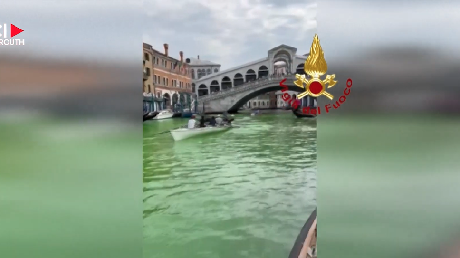 Le Grand Canal de Venise voit vert fluorescent