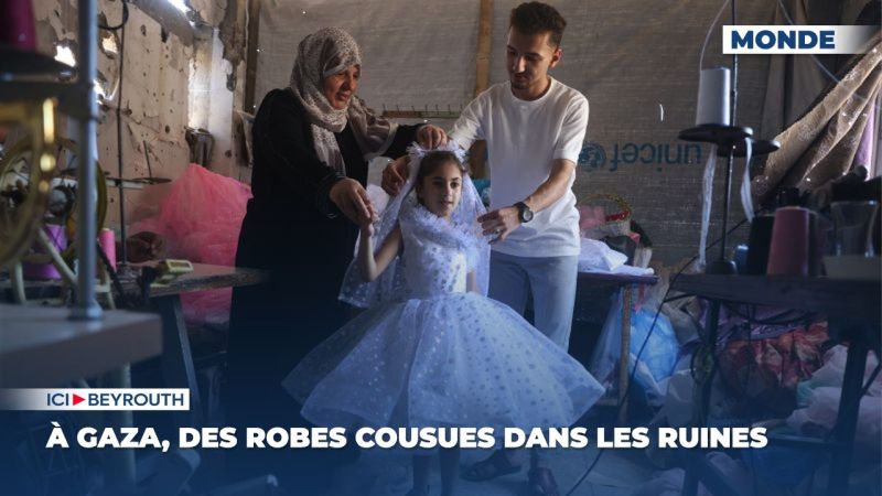 À Gaza, des robes cousues dans les ruines